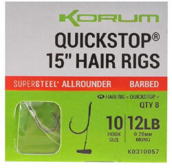 Korum 38cm Big Fish Hair Rigs W Quickstops Size 10 Füles Szakállas Monofil Előkötött Horog (K0310057)