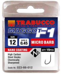 Trabucco F1 Maggot 12 Lapkás, Szakállas Horog 15db (023-66-012)