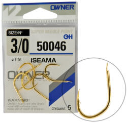 Owner Hooks Iseama Gold 50046 7 Lapkás, Szakállas Pontyozó Horog 12db (O50046-7)