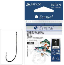 Mikado Cheburashka Slim 1 Füles Szakállas Egyágú Ragadozóhalas Horog 10db (HS11087-1-BN)