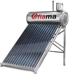 Fiama Panou solar nepresurizat FIAMA pentru producere apa calda, cu rezervor inox, 150 litri, 15 tuburi vidate si vas flotor 5 litri (solarnepresfiama15tub150l)