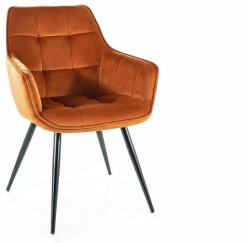 SIGNAL MEBLE Lilia Velvet Fahéjbarna Bársony Étkezőszék Fekete Fém Lábakkal (SIG-LILIAVCCY)