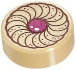 LEGO® Alkatrészek (Pick a Brick) Bézs 1 x 1 kerek csempe, süti mintával 6285621 (6285621)