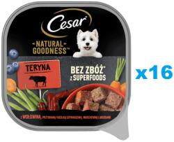 Cesar Natural Goodness Mus tálca 16x100 g nedves teljes értékű eledel felnőtt kutyáknak marhahússal, garbanzo babtal, sárgarépával és áfonyával