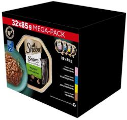 Sheba Sauce Collection Ízválaszték 32x85 g-os tálcák lazacos, tonhalas, csirkés, kacsás, kacsás szószban