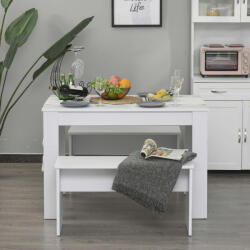 Homcom 1 asztal és 2 pad készlet PAL, 110x70x75 cm, fehér