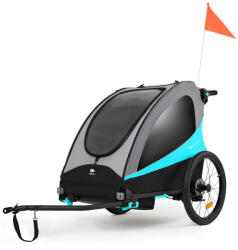 Kinderkraft Nava 3in1 Kerékpáros Utánfutó és Babakocsi Hawaiian Blue - Multifunkciós Szállítókocsi Újszülöttkortól, Könnyű Alumínium Vázzal, Futáshoz és Kerékpározáshoz is