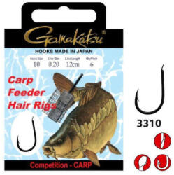 Gamakatsu Carlige Legate Gamakatsu Carp Hair 3310B, Nr. 8, Fir 0.22mm, 70cm, 10buc/plic (GK.140306.8.22)