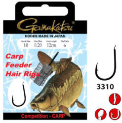 Gamakatsu Carlige Legate Gamakatsu Carp Hair 3310B, Carlig Nr. 12, 0.18mm, 70cm, 10buc/plic (GK.140306.12.18)