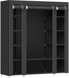 SONGMICS Szövet ruhatároló szekrény hordozható gardrób, fekete 150x45x175cm (LSF03H)