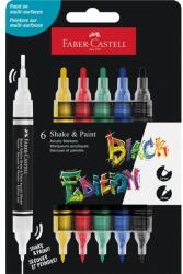 Faber-Castell Black Edition Shake&Paint Klasszikus 6 db kétvégű akrilfilctoll készlet (FC285507) - tintasziget