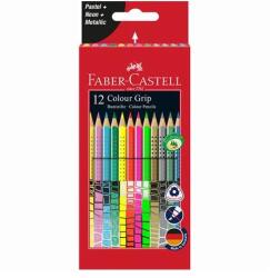 Faber-Castell Színes ceruza készlet, háromszögletű, FABER-CASTELL "Colour Grip", 12 különböző szín (TFC201569) - tintasziget