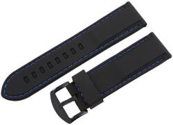 Műanyag szíj, fekete színű, 24 mm (kék varrással) (9351-2)