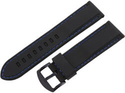  Műanyag szíj, fekete színű, 22 mm (kék varrással) (9351-1)