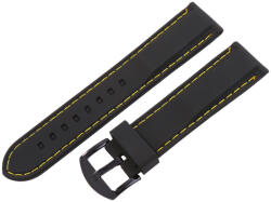 Műanyag szíj, fekete színű, 22 mm (citromsárga varrással) (9351-7)