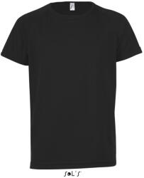 SOL'S Gyerek SPORTY raglán ujjú kereknyakú sportpóló, SOL'S SO01166, Black-12A (so01166bl-12a)