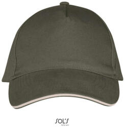 SOL'S Uniszex pamut 5 paneles baseball sapka, SOL'S SO00594, Army/Beige-U (so00594ar-be-u)
