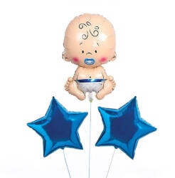 Balloons4party Buchet 3 baloane cu heliu bebe baiat