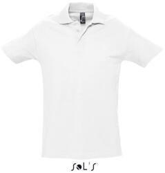 SOL'S Férfi WINTER II rövid ujjú három gombos galléros pamut piké póló, SOL'S SO11362, White-L (so11362wh-l)