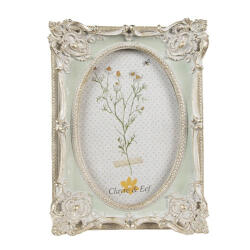 Clayre & Eef Képkeret halványzöld, barokkos sarokdísszel, 14x19/10x15cm, műanyag (2F1118)