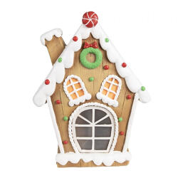 Clayre & Eef Mézekalács házikó színes pöttyös, LED-es, 27x11x36cm