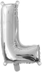  Ezüst színű, betű alakú fólia lufi, léggömb - L