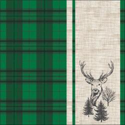 Ambiente Deer plaid green papírszalvéta 33x33cm, 20db-os