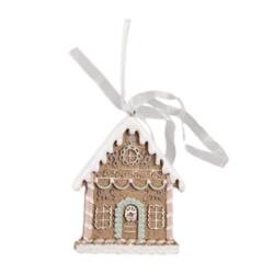 Clayre & Eef Mézeskalács házikó 6x1x8cm, műanyag függődísz