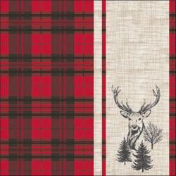 Ambiente Deer plaid red papírszalvéta 33x33cm, 20db-os
