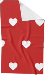 Takoy Gyorsan száradó törölköző 30x50 fehér szívecskék 6 cm piros alapon