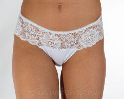 Lemila Női féltanga pamut csipke-derékkal Fehér, M 6094