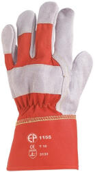 Coverguard 1155 -Bőr Rakodó Kesztyű - Szürke Marhahasíték/Piros Vászon Kézhát (1155_9)