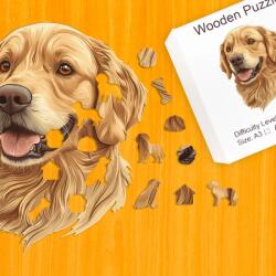 Barátságos golden retriever fa puzzle L Prémium fa doboz