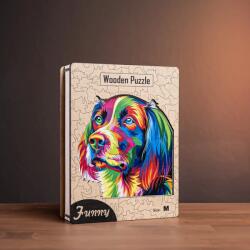 Színes kutya fa puzzle L Prémium fa doboz