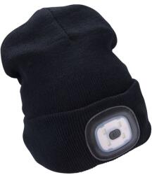 Extol sapka, fekete, kötött, kivehető LED homloklámpával, 4×45 Lumen; USB tölthető Li-ion, 3funkció (100%-75%-50% fénye. ) (43199)