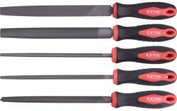  EXTOL fémreszelő klt. , 5 db (lapos, félkerek, kerek, háromszög, négyszög), 200mm, T12 acél, vágat 2, finom, TPR gumis műa. (8803611