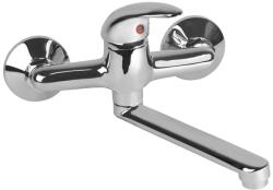 Viking mosogató-mosdó csaptelep 35mm kerámia betét, falra szerelhető, fényes, egyenes, 20cm hosszú (65007)