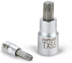 Fortum bitdugófej, torx, 1/2″, 61CrV5/S2, mattkróm; TX40, 55mm FORTUM (4700724)