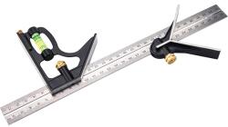  EXTOL asztalos kombinált derékszög/vízmérték/vonalzó, többfunkciós, 300 mm, ALU/Inox, mm beosztás, 0°-45°-90° beosztás (8825105)