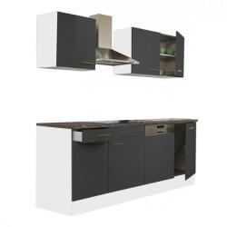 Leziter Yorki 220 konyhabútor fehér korpusz, selyemfényű antracit fronttal (L220FHAN) - geminiduo