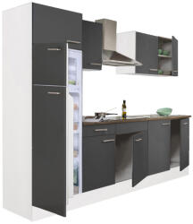 Leziter Yorki 270 konyhabútor fehér korpusz, selyemfényű antracit fronttal felülfagyasztós hűtős szekrénnyel (L270FHAN-FF)