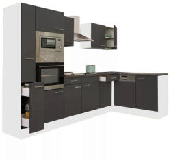 Leziter Yorki 310 sarok konyhabútor fehér korpusz, selyemfényű antracit fronttal (LS310FHAN) - geminiduo