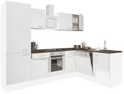 Leziter Yorki 280 sarok konyhabútor fehér korpusz, selyemfényű fehér front alsó sütős elemmel polcos szekrénnyel (LS280FHFH-SUT-PSZ)