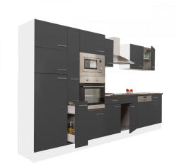Leziter Yorki 370 konyhabútor fehér korpusz, selyemfényű antracit fronttal (L370FHAN) - geminiduo