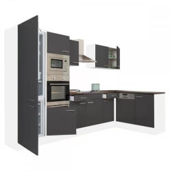 Leziter Yorki 340 sarok konyhabútor fehér korpusz, selyemfényű antracit fronttal alulagyasztós hűtős szekrénnyel (LS340FHAN-AF)