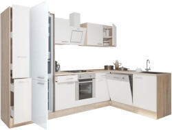Leziter Yorki 310 sarok konyhabútor sonoma tölgy korpusz, selyemfényű fehér front alsó sütős elemmel alulagyasztós hűtős szekrénnyel (LS310STFH-SUT-AF)