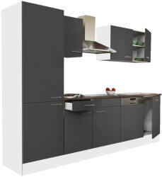 Leziter Yorki 280 konyhabútor fehér korpusz, selyemfényű antracit fronttal polcos szekrénnyel (L280FHAN-PSZ) - geminiduo