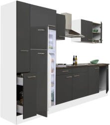 Leziter Yorki 300 konyhabútor fehér korpusz, selyemfényű antracit fronttal felülfagyasztós hűtős szekrénnyel (L300FHAN-FF) - geminiduo