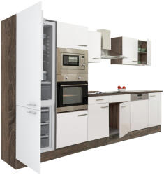 Leziter Yorki 340 konyhabútor yorki tölgy korpusz, selyemfényű fehér fronttal alulfagyasztós hűtős szekrénnyel (L340YFH-AF) - geminiduo