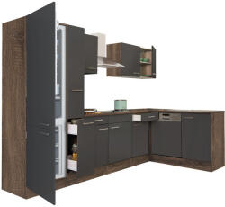 Leziter Yorki 310 sarok konyhabútor yorki tölgy korpusz, selyemfényű antracit fronttal alulagyasztós hűtős szekrénnyel (LS310YAN-AF)